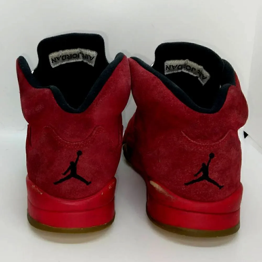 Air Jordan 5 Retro Mens Pre-owned Red Suede & Black Accents Sneakers - sz. 9